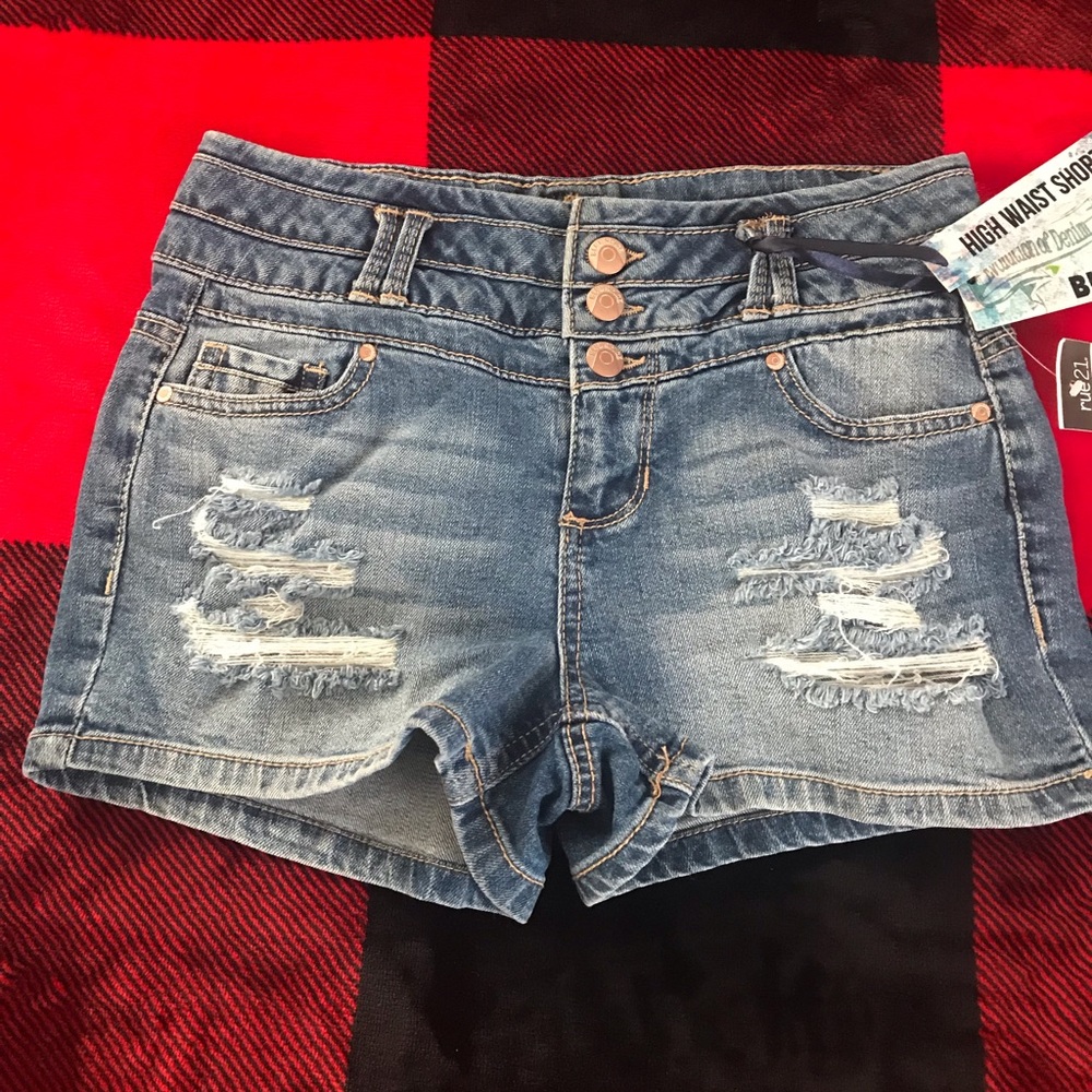 Blue spice jean shorts